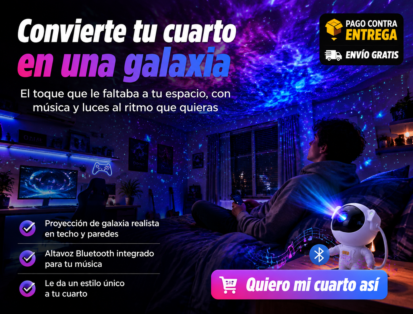 Proyector Astronauta Bluetooth Parlante