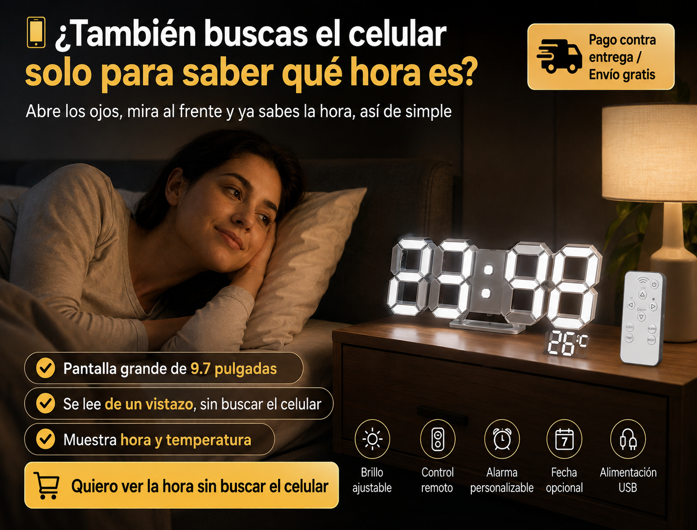KOSUMOSU Reloj de pared digital LED 3D 2