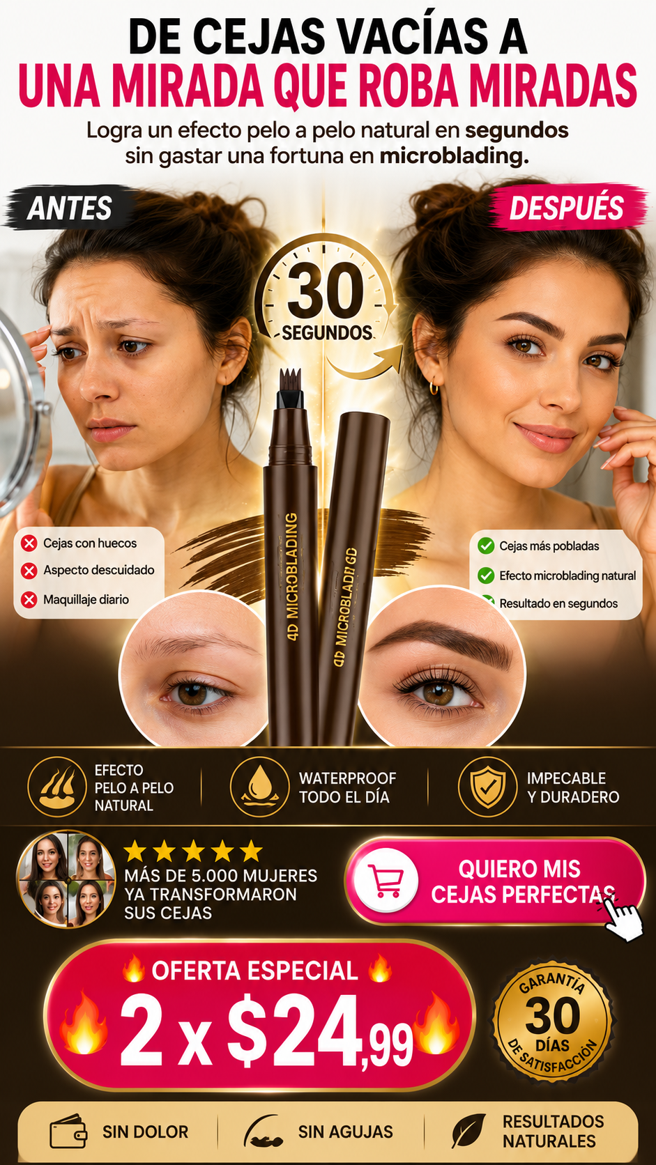 Lápiz de Cejas Microblading 4D