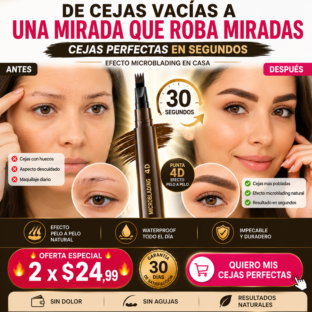 Lápiz de Cejas Microblading 4D