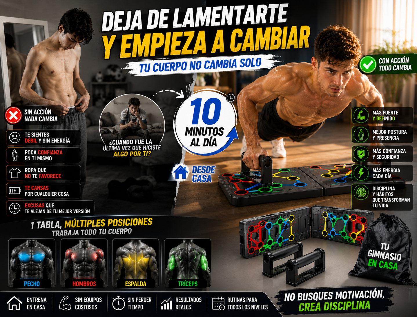 Tabla de flexiones multifuncional (Push Up Board).