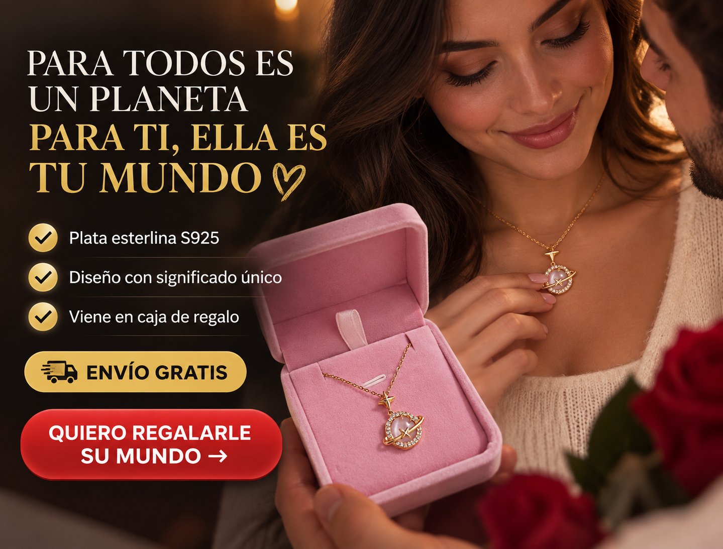 Collar Saturno de plata de ley S925