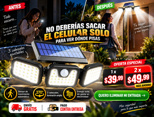 Reflector Con Panel Solar Luz Exterior