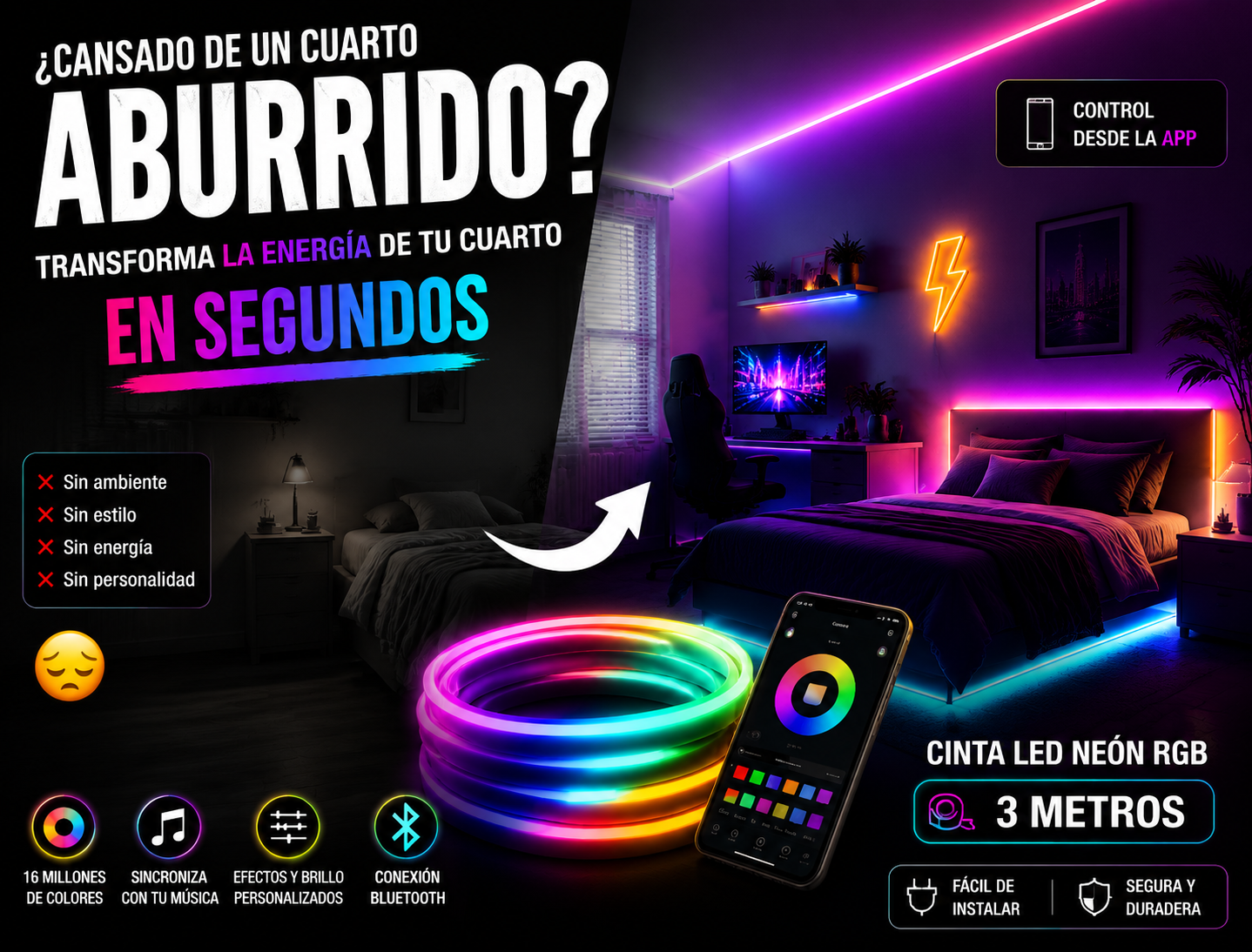 Cinta Led Egb Neon 5m App Phantom