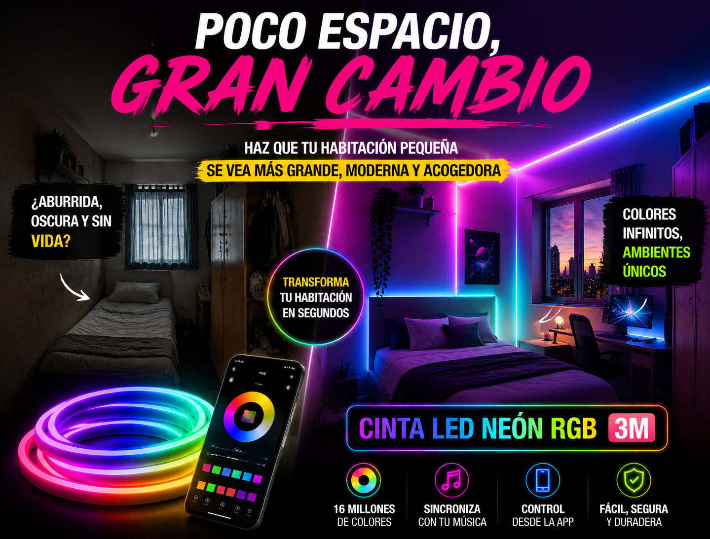 Cinta Led Egb Neon 5m App Phantom 2