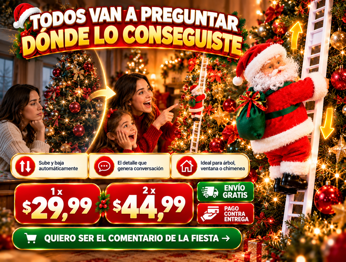 Papa Noel Trepador Con Escalera 3