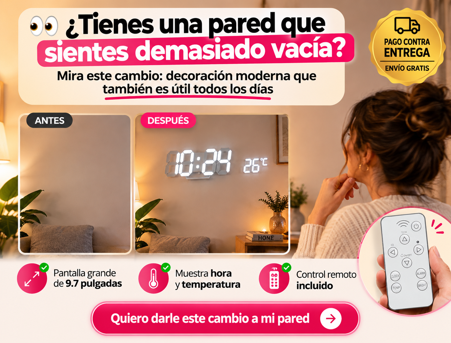 KOSUMOSU Reloj de pared digital LED 3D