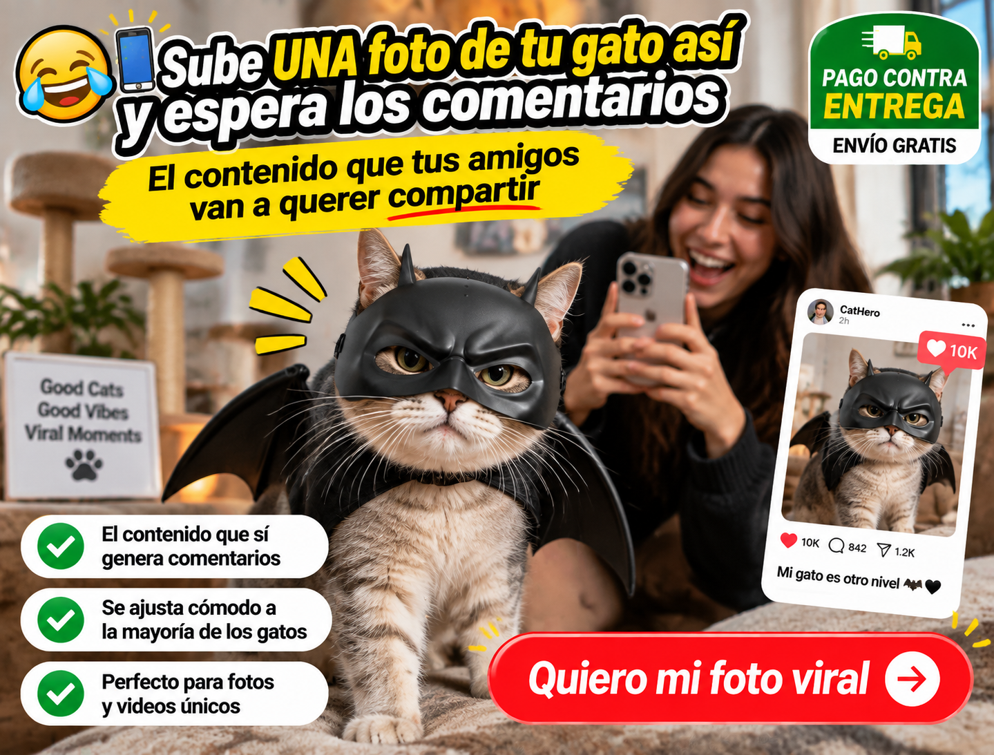 Máscara de murciélago para gato 3