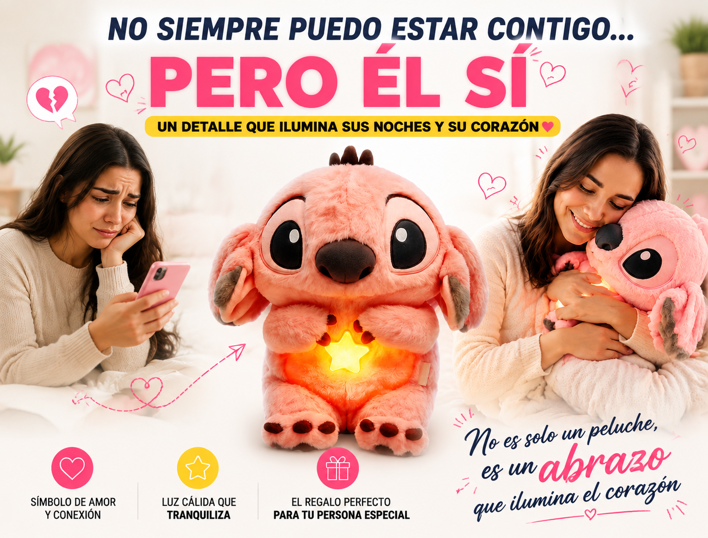 Rosa Stitch Que Respira Luz Sonido