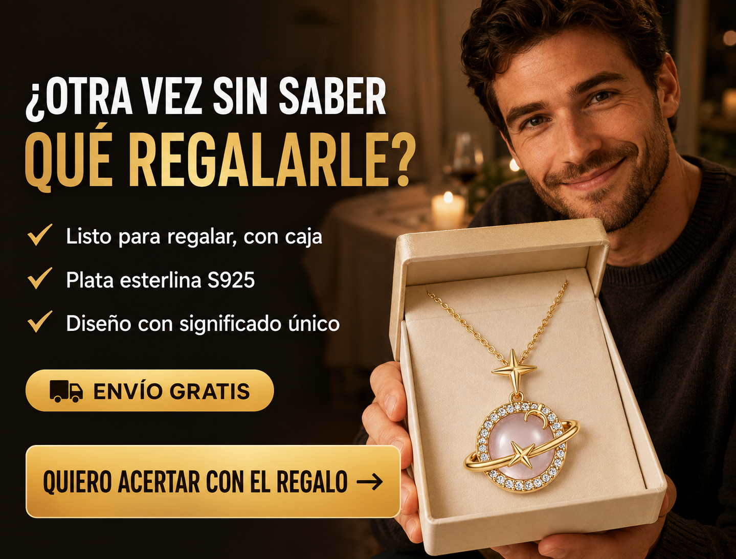 Collar Saturno de plata de ley S925 2